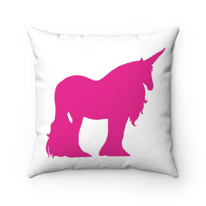 Pink Unicorn Spun Polyester Square Pillow